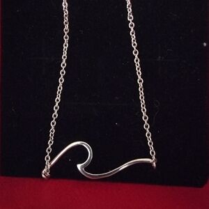 Pura Vida Silvet Tone Wave Pendant With Adjustable Chain